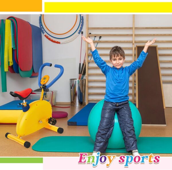 Meooeck Kids Exercise Bike Fitness Exercise Equipment for Kids Bike with Digital Display Toddler Sports Workout Equipment Bike Games for Beginners Children Toddler Indoor Outdoor Sport