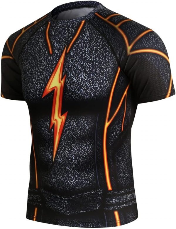 Red Plume Mens 3D Digital Printing Short Sleeve T-Shirt Outdoor Running Yoga Fitness Tight Shirt for Men