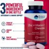 Trace Minerals Zinc Plus Vitamin C - Chewable Multivitamin for Enzyme Function & Healthy Growth Support - Vitamin & Mineral Supplement for Immune Health - Raspberry, 60 Chewable Wafers (60 Servings)