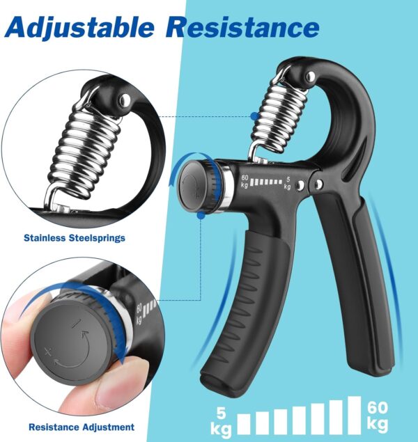 AIXPI Grip Strength Trainer, Hand Grip Exerciser Strengthener with Adjustable Resistance 11-132 Lbs (5-60kg), Forearm Strengthener, Hand Exerciser for Muscle Building and Injury Recover