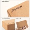 Trideer Cork Yoga Blocks, 2 Pack Natural Cork Blocks, High Density with Non Slip Surface, Eco-Friendly Accessories and Ideal for Yoga, Pilates, Stretching