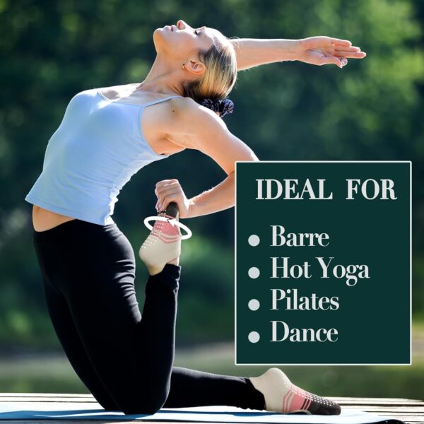 Non-Slip Pilates Yoga Socks with Grips for Women - Stylish Crew Socks for Barre, Ballet, and Workout (Size 5-9)