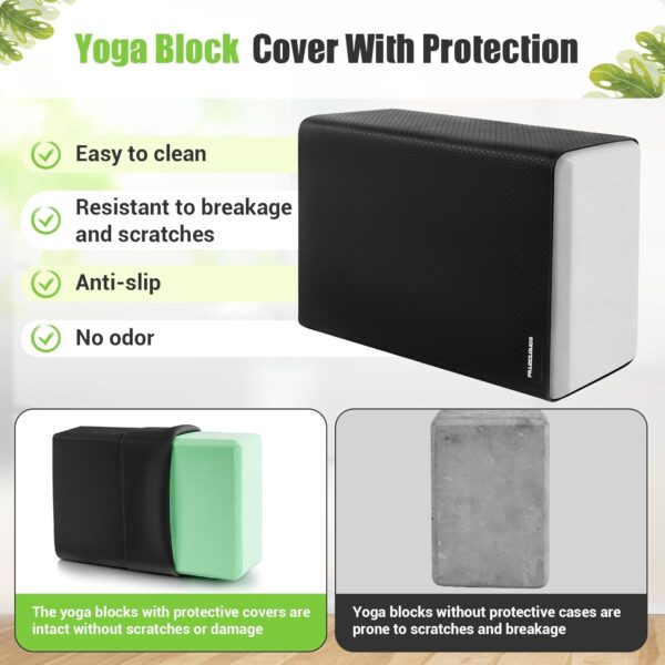 Yoga Blocks Silicone Protective Cover, Premium Silicone Protective Cover for Foam or Cork Yoga Blocks - Eco-Friendly, Non-Slip, Easy to clean | Odorless and Moisture-Proof | Supportive(Without yoga blocks）