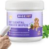 HICC PET Teeth Cleaning Wipes for Dogs & Cats, Remove Bad Breath by Removing Plaque and Tartar Buildup, Disposable Dog Finger Toothbrush Gentle Pet Dental Care Wipes, 50 Counts, (Mint Scent)