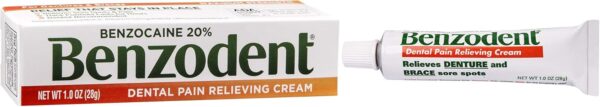 Benzodent Dental Pain Relieving Cream Topical Anesthetic, No Artificial Color & Flavors