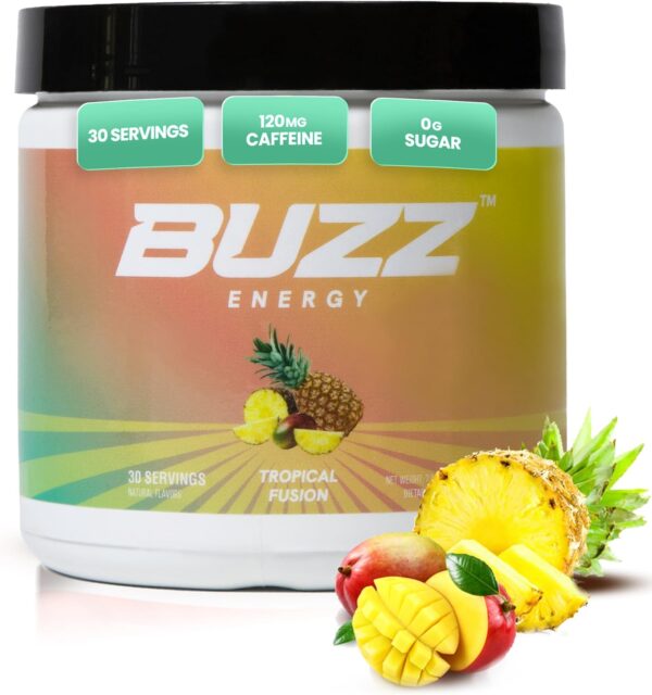 Energy Drink Powder - Energy Boost Drink Mix - Sugar-Free Energy with Antioxidants - Morning Kickstart and Sports Nutrition Endurance Product - 30 Servings, 8 Ounces (Tropical Fusion)