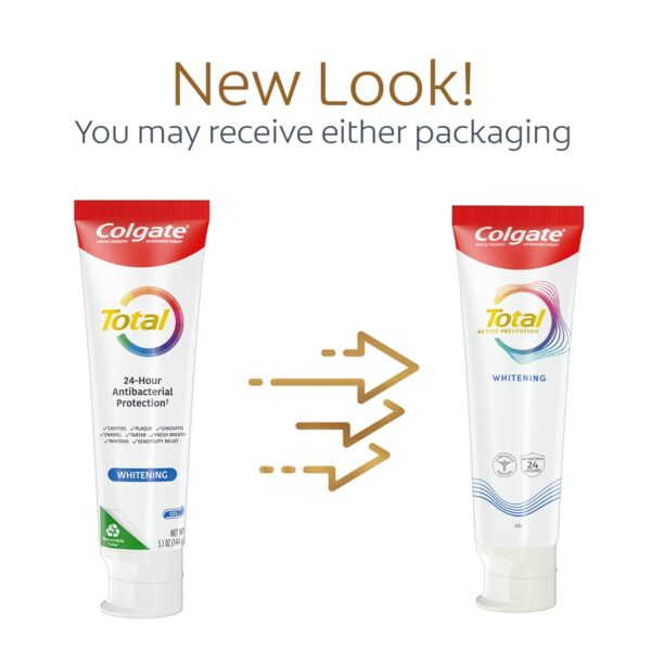 Colgate Total Whitening Toothpaste Gel, 10 Benefits, No Trade-Offs, Freshens Breath, Whitens Teeth and Provides Sensitivity Relief, Mint Flavor, 4 Pack, 5.1 Oz Tubes