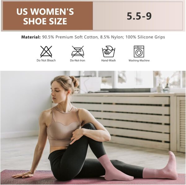 Purplepig 3 Pairs Grip Pilates Socks Non-Slip Yoga Socks for Women Pilates, Pure Barre, Barefoot Workout, Pregnancy, Hospital