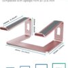 SOUNDANCE Laptop Stand, Aluminum Computer Riser, Ergonomic Laptops Elevator for Desk, Metal Holder Compatible with 10 to 15.6 Inches Notebook Computer, Gold Pink