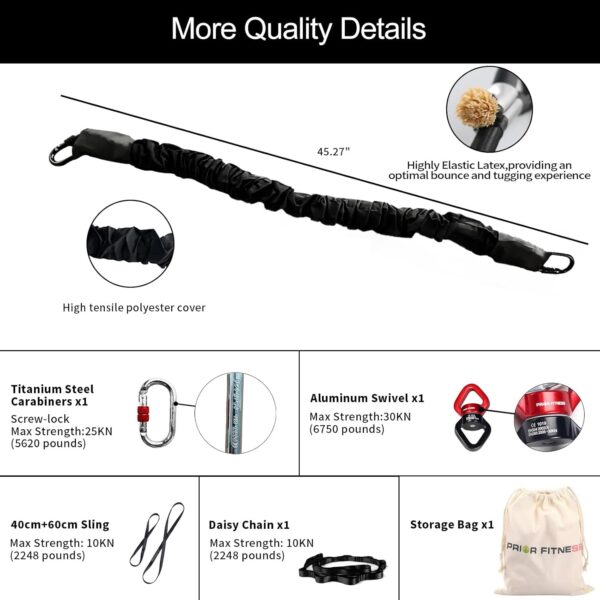 PRIOR FITNESS Bungee Fitness Set Yoga Bungee Cord Rope Resistance Air Dance Rope Exercise Fitness Home Gym Professional Training Equipment