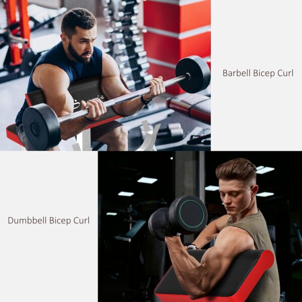 Soozier Adjustable Preacher Curl Bench with Brabell Rack, Strength Training Seated Arm Isolated Barbell Dumbbell Bicep Station, 265 LBS Home Gym Fitness Equipment