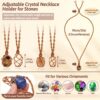 Crystals Necklace Holders and Healing Stones Set, 6Pcs Adjustable Crystal Cage with 7 Chakra Crystals and Healing Stones for Yoga, Meditation, Jewelry Gift and Home Decor