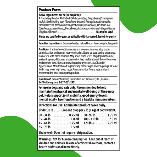 Pet Wellbeing Old Friend for Senior Dogs & Cats- Supports Immune System Health, Joint Mobility, Healthy Energy Levels, Alfalfa, Reishi - Veterinarian-Formulated Herbal Supplement 4 oz (118 ml)