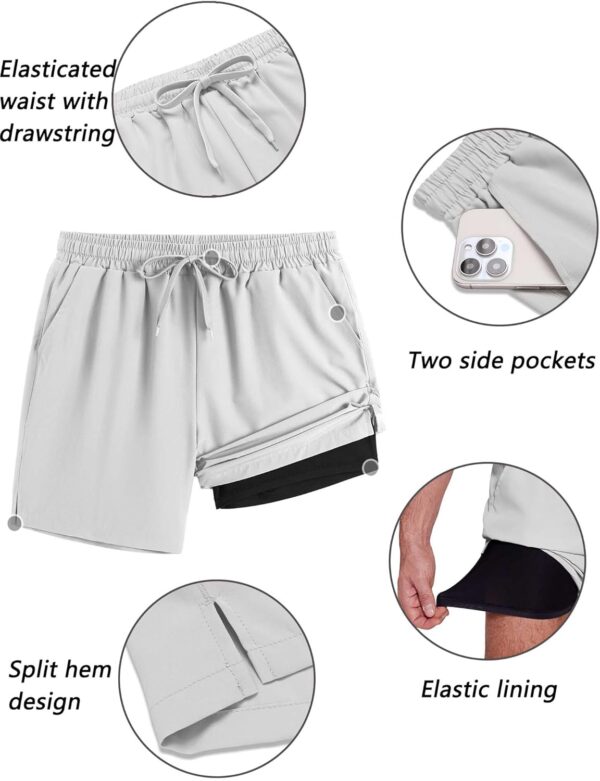 COOFANDY Men's 2 in 1 Running Shorts 2 Pack Athletic Shorts Quick Dry Gym Training Workout Shorts with Pockets