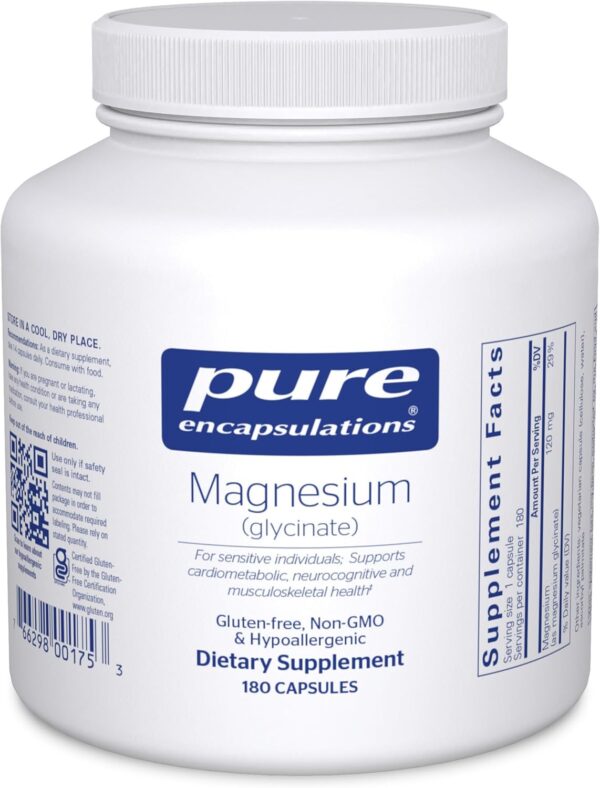 Pure Encapsulations Magnesium (Glycinate) - Supplement to Support Stress Relief, Sleep, Heart Health, Nerves, Muscles, and Metabolism* - with Magnesium Glycinate - 180 Capsules