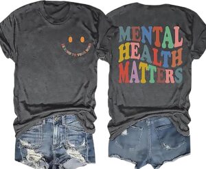 Be Kind Shirt Mental Health Matters Women Tee Kindness Inspirational Teacher Shirts Smile Graphic Tees Tops