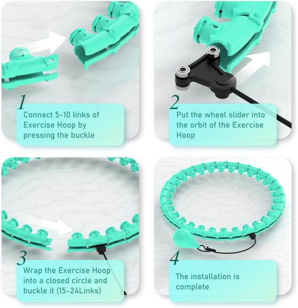 JKSHMYT Weighted Hula Circle Hoops for Adults Weight Loss, Infinity Fit Hoop Plus Size, 30 Detachable Links, Exercise Hoop for Women and Beginners