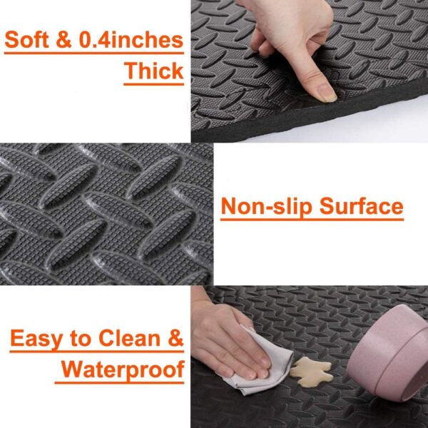 Exercise Mats Puzzle Foam Mats Gym Flooring Mat Cover 20 SQ.FT Interlocking Foam Mats with EVA Foam Floor Tiles for Home Gym Equipment Workouts (20pcs Black Exercise Mats)