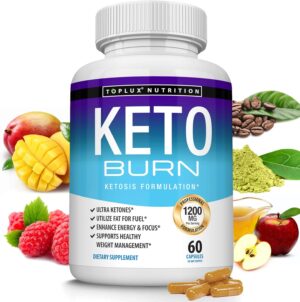 Toplux Keto Burn Pills Ketosis Weight Loss - 1200 Mg Ultra Advanced Natural Ketogenic Fat Burner Using Ketone Diet for Men Women 60 Capsules Supplement