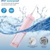 Mini Portable Water Flosser Oral Irrigator Water Teeth Cleaner Pick, Telescopic Water Tank, 4 Modes & IPX7 Waterproof, Home & Travel Water Flossers for Teeth, Braces Bridges Care. (Pink)