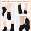 8 Pairs Non Slip Pilates Socks with Grips for Women Bulk Yoga Anti Skid Athletic Socks for Barre Ballet Hospital