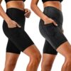 DEVOPS Women's 2-Pack High Waist Workout Yoga Running Exercise Shorts with Side Pockets