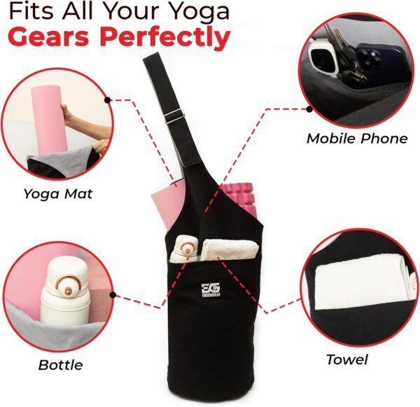 Yoga Mat Bag, Durable Canvas Yoga Mat Carrier Bag with Adjustable Strap & Inside Zipper Pocket, Large Capacity Yoga Bag for Gym, Pilates, Beach, Travel, and Everyday Use