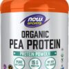 NOW Foods Sports Nutrition, Certified Organic Pea Protein 15 Grams, Unflavored Powder, 1.5-Pound