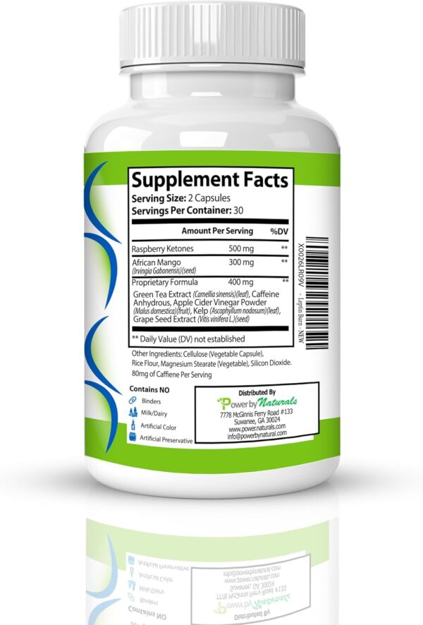 Power By Naturals Leptin Detox & Leptin Burn Supplements | Natural Weight Loss, Appetite Suppressant, Metabolism Booster & Digestive Support | Thermogenic Fat Burner | 60 Count