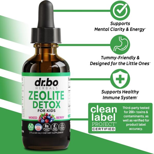 Zeolite Detox for Kids Liquid Drops - Advanced Clinoptilolite with Pure Vitamins B12 & D - Kids Gentle Body Daily Cleanse Focus & Speech Extra Clinoptilolite Zeolite Drops Detox Cleanse Supplement 2oz