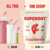 SUPEROOT® 100% Natural Detox & Immunity Electrolytes (Fizzy) | Ginger & Citrus Flavor | Vitamin C, Deep Ocean Minerals, & Antioxidants | Energy, Hydration | 0 Added Sugar | Caffeine Free | 30 Servings