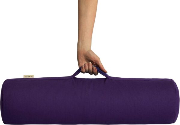 Yoga Bolster Cushion | Certified Organic Cotton Round Yoga Cushion for Support | Buckwheat Hulls Yin Yoga Bolster Pillows with Removable Washable Cover