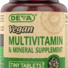 DEVA Tiny Tablets Vegan Vitamins Multivitamins for Women & Men, Multivitamin with Iron, Mineral Supplement, Vitamin C, Vitamin B Complex, Vitamin B12, Vitamin E, Zinc, Gluten Free, 90 Tablets