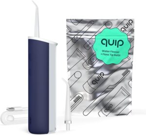 quip Water Flosser with Replacement Tip - Cordless Water Flosser with Adjustable Pressure - Teeth Cleaner Pick with 360 Degree Rotating Replaceable Tip, Rechargeable Water Dental Pick - Midnight Blue