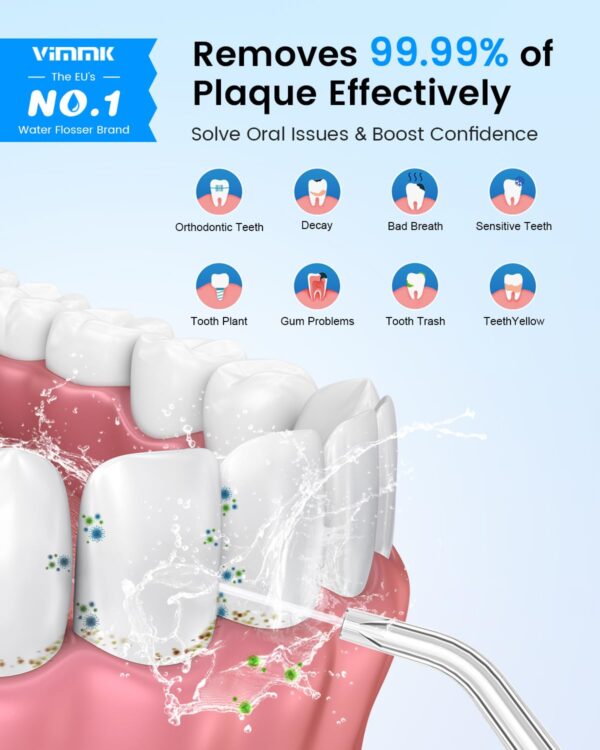 Water Flosser, Cordless Water Dental Flosser, 9 Jet Tips 5 Modes 300ML IPX7 Waterproof, Portable Rechargeable Oral Irrigator for Home Travel - Gums, Orthodontic, Braces Care - Black
