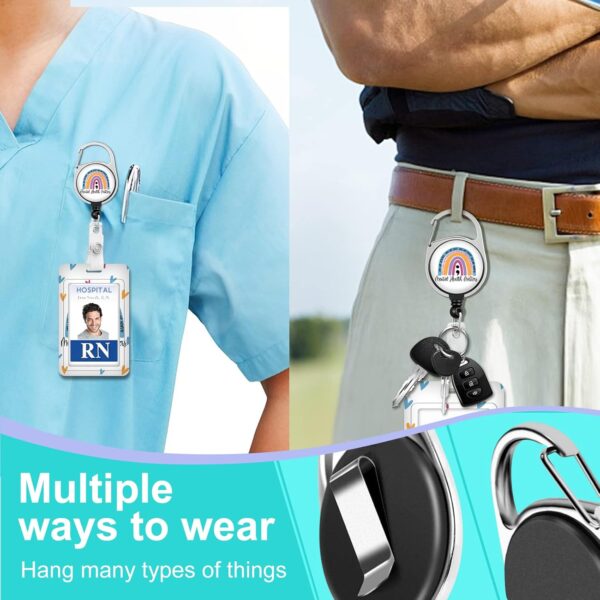 Plifal ID Badge Holder with Lanyard and Retractable Badge Reel Clip, Rainbow Mental Health Matters Card Name Tag Lanyard Vertical ID Protector Bage Clips for Nurse Nursing Psychologist Doctor Student