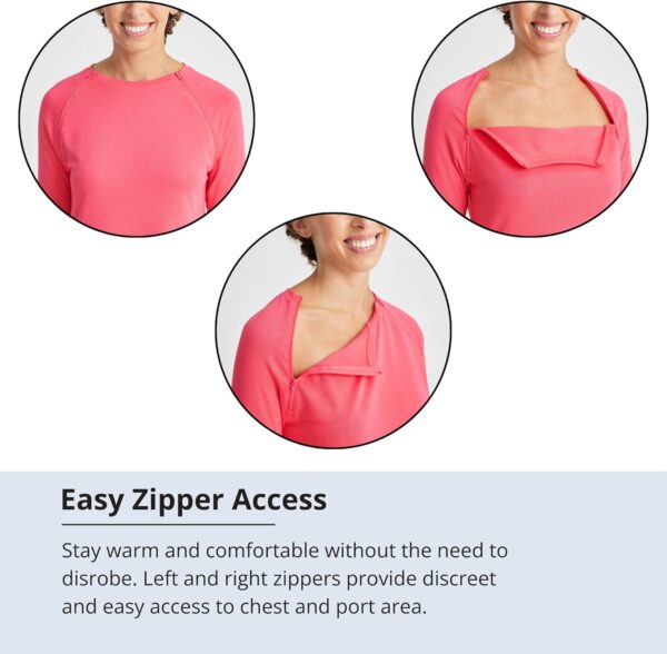 Care+Wear Women’s Long-Sleeve Chest Port Access Shirt – Women’s Long-Sleeve Shirt with Port Access for Central Line