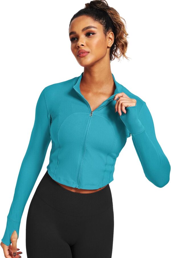 CADMUS Women's Workout Long Sleeve Shirts Crop Tops Running Shirt Athletic Gym Thermal Winter Warm