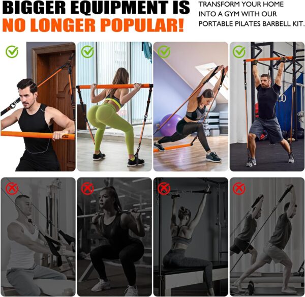 Pilates Bar Kit with Resistance Bands, Pilates Equipment, Multifunctional Pilates Bar for Women & Men, Pilates bar kit for for Hip, Back, Arm, Full-Body Workouts, Home Gym Strength Training Equipment