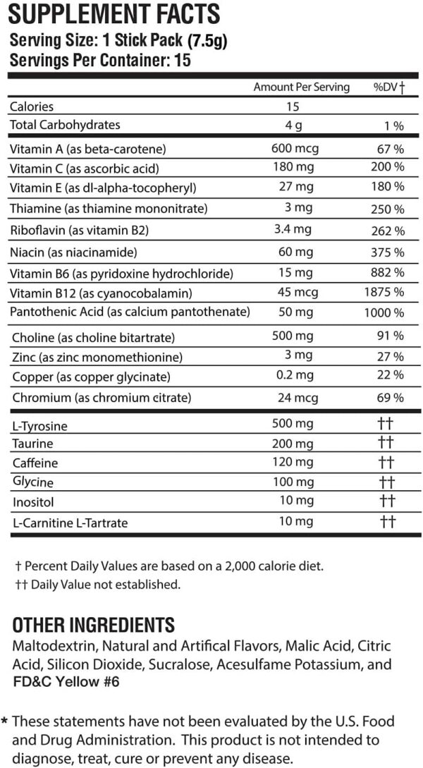 Morning Buzz Energy Powder Drink - Energy Boost Drink Mix - Sugar-Free Energy with Antioxidants - Morning Kickstart and Sports Nutrition Endurance Product - 15 Servings, Orange Burst, 4 Ounces