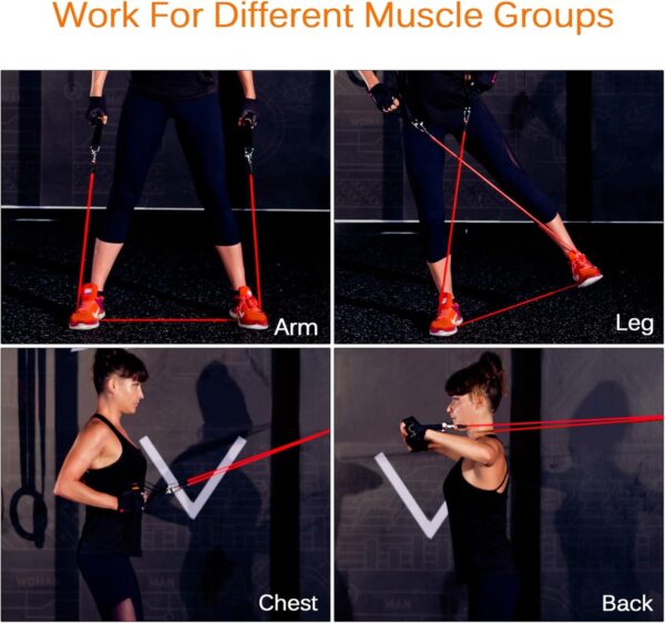 Resistance Bands Set (12pcs), Workout Bands with Handles, Door Anchor, Ankle Straps and Carry Bag, Exercise Bands for Shape Body and Home Workouts