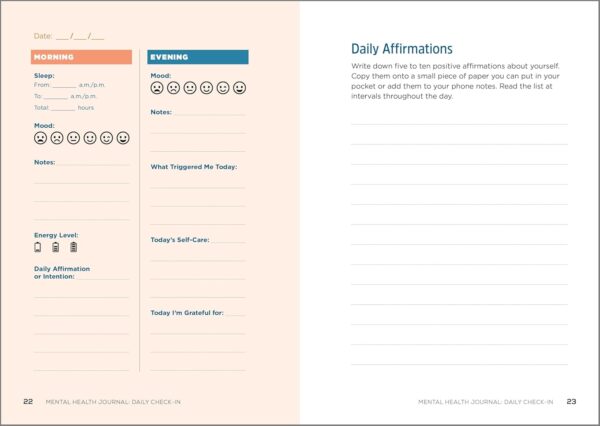 Mental Health Journal: Daily Check-In: 70 Days of Reflection Space to Track Your Moods, Intentions, and Well-Being