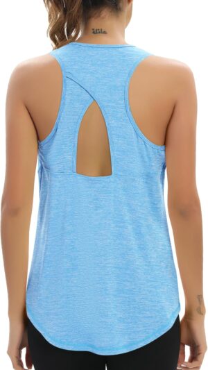 Aeuui Womens Workout Tops Open Back Racerback Tank Tops Sleeveless Yoga Athletic Running Shirts Gym Clothes for Women