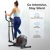 Sunny Health & Fitness 2-in-1 Smart Upright Elliptical Full-Body Exerciser w/Pulse Sensors, Home Cross-Training Cardio Workout Machine, Free SunnyFit App Bluetooth Link, Optional Long Stride Length