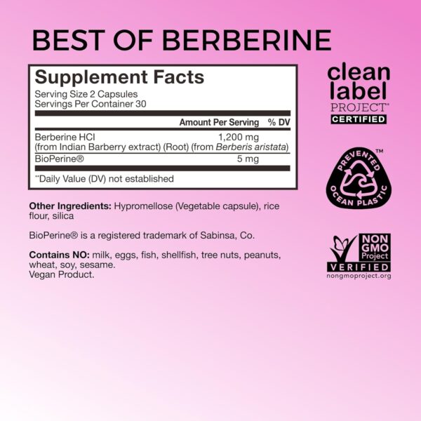 HUM Best of Berberine Supplement 1200mg - Pure Potency for Metabolic Wellness, Enhanced with BioPerine for Maximum Absorption (60 Capsules)