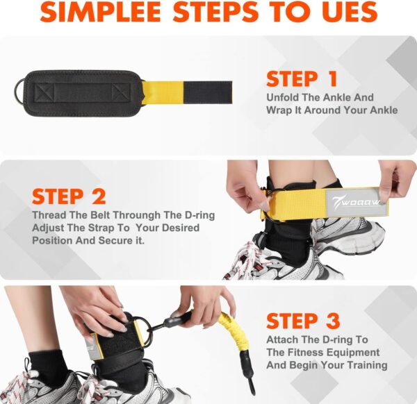 Ankle Resistance Bands with Cuffs, Ankle Bands for Working Out, Glutes Workout Equipment, Butt Exercise Equipment for Kickbacks Hip Fitness Training, Legs Resistance Bands for Women & Men