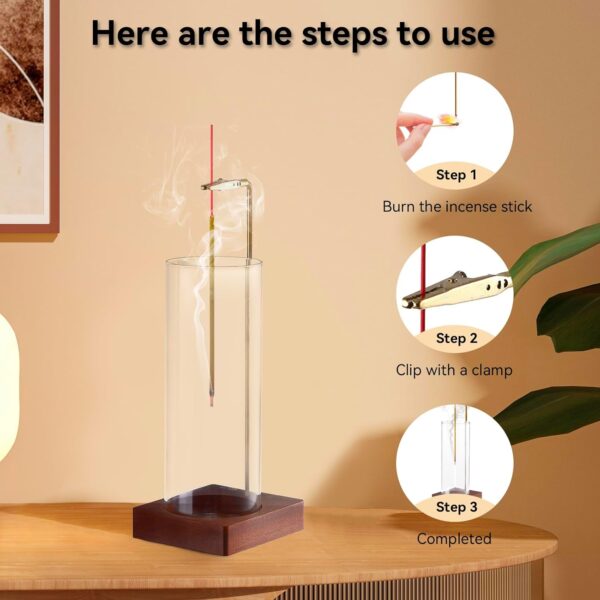 1 Pack Incense Holder for Sticks, Insence-Stick Holder Ash Catcher with Removable Glass [Anti-Ash Flying], Mess-Free Incense Burner Holder, Perfect for Meditation Yoga Relaxation, Home Decor