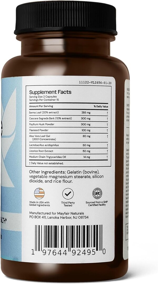 15 Day Cleanse Colon Detox, Dietary Supplement, 30 Capsules, Natural Laxative for Constipation and Digestive Health Supplement