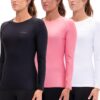 DEVOPS 3 Pack Women's Compression Shirt Dry Fit Long Sleeve Running Athletic T-Shirt Workout Tops