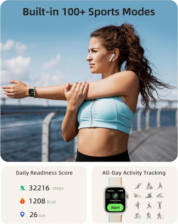 Parsonver Smart Watch, Alexa Bulit-in, GPS, Bluetooth Calling, 30M Waterproof Fitness Tracker, 2Pack